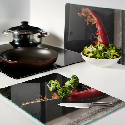 Snijplanken glas Vuur en chilipeper