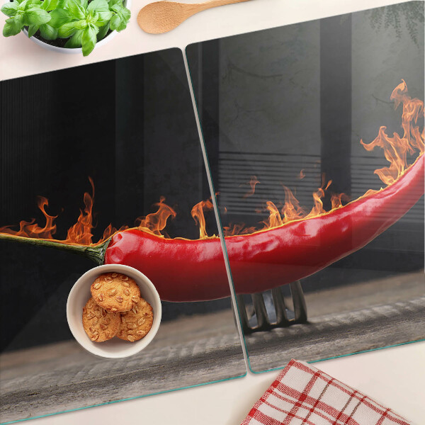 Snijplanken glas Vuur en chilipeper