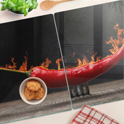 Snijplanken glas Vuur en chilipeper
