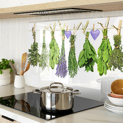 Snijplanken van glas Kruiden aan een touwtje