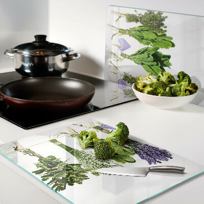 Snijplanken van glas Kruiden aan een touwtje