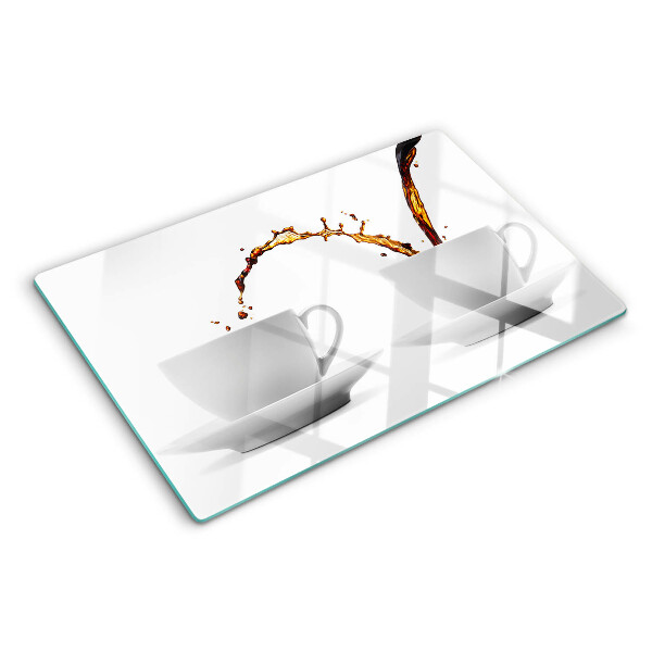 Snijplanken glas Koffie in kopjes