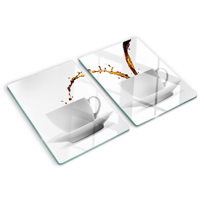 Snijplanken glas Koffie in kopjes