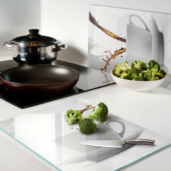 Snijplanken glas Koffie in kopjes