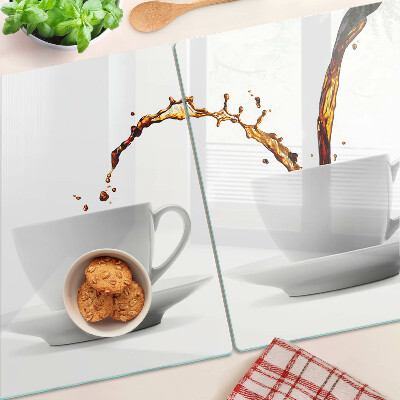 Snijplanken glas Koffie in kopjes