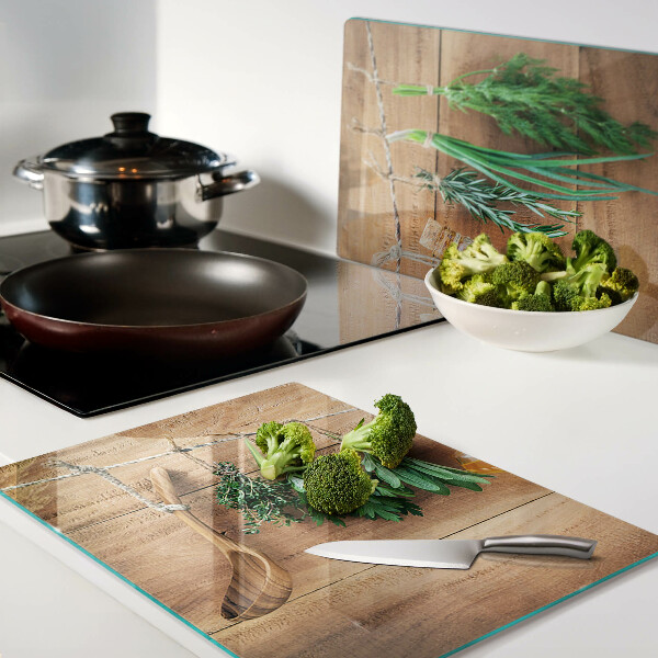 Glazen snijplanken Kruiden in de keuken