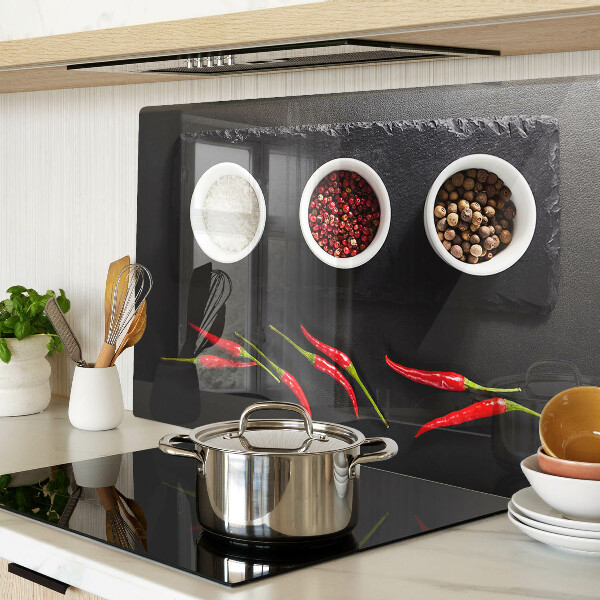 Snijplanken glas Specerijen en rode pepers