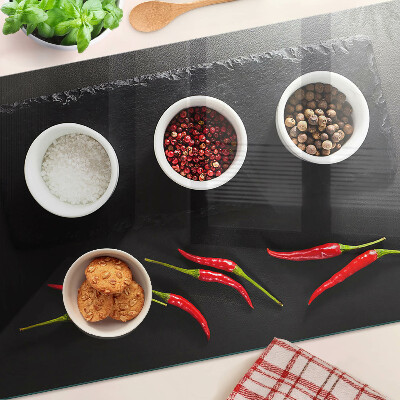 Snijplanken glas Specerijen en rode pepers