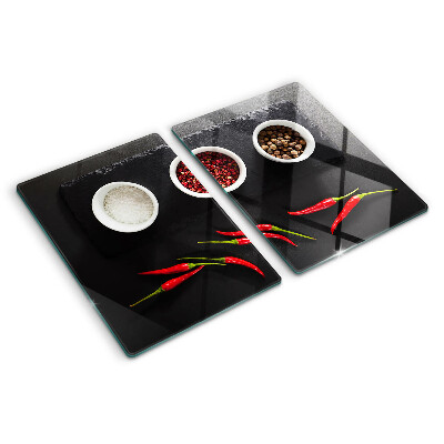 Snijplanken glas Specerijen en rode pepers