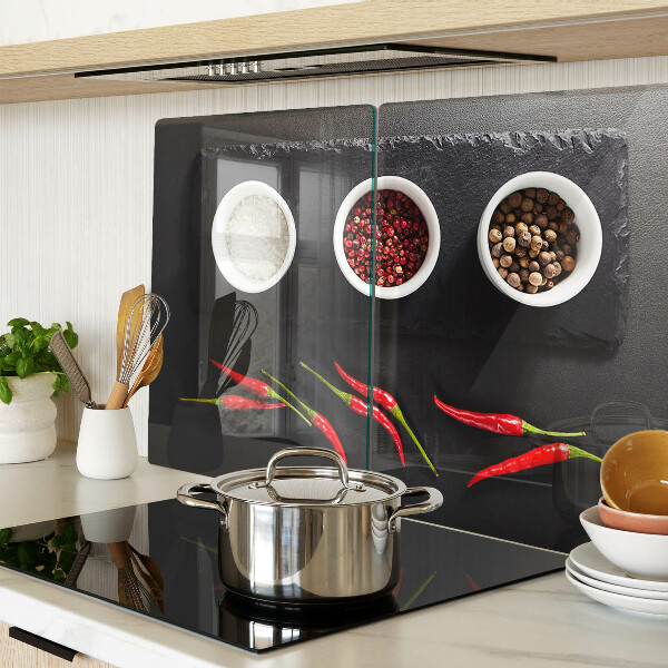 Snijplanken glas Specerijen en rode pepers