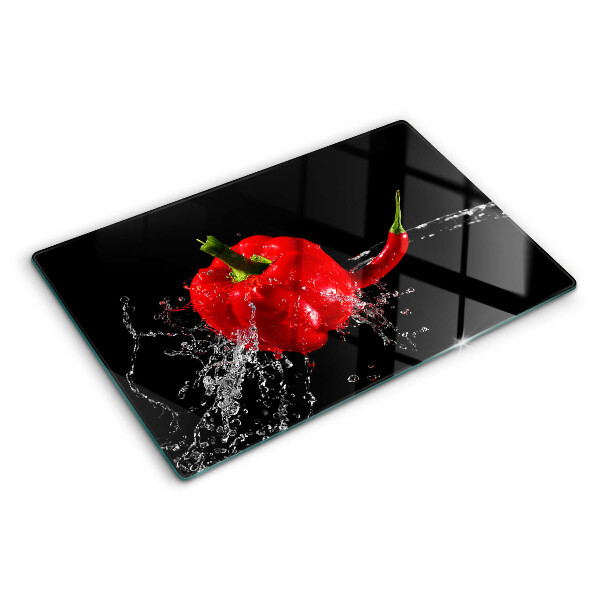 Snijplanken glas Rode paprika in water