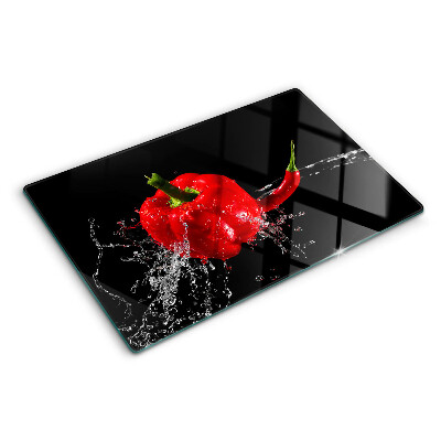 Snijplanken glas Rode paprika in water