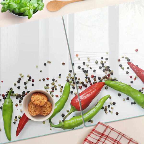 Glazen snijplanken Paprika en peper