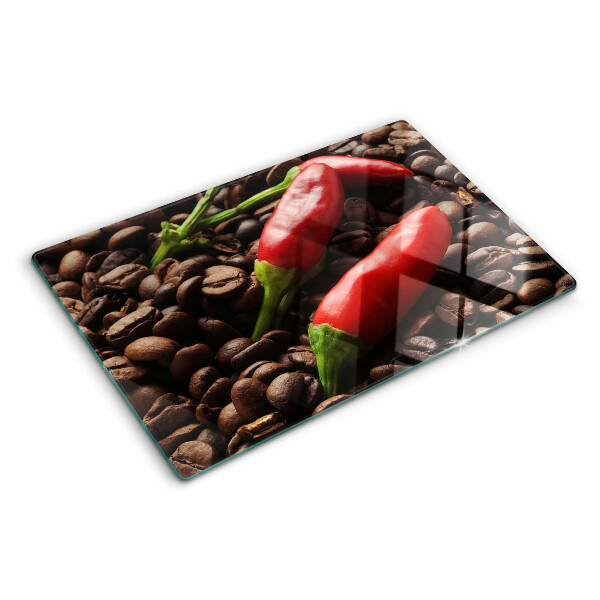 Snijplanken van glas Koffie en chilipepers