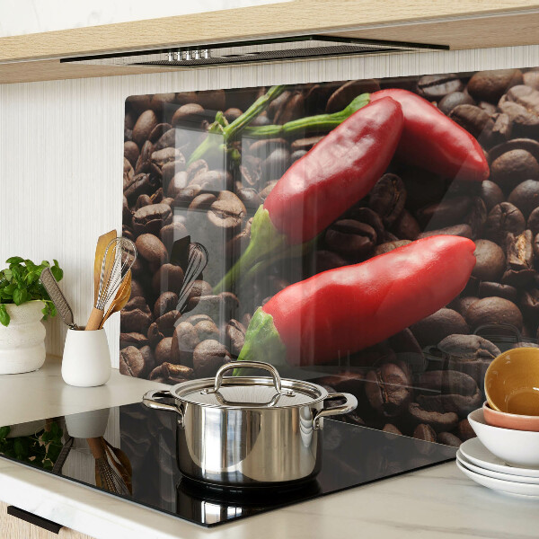 Snijplanken van glas Koffie en chilipepers