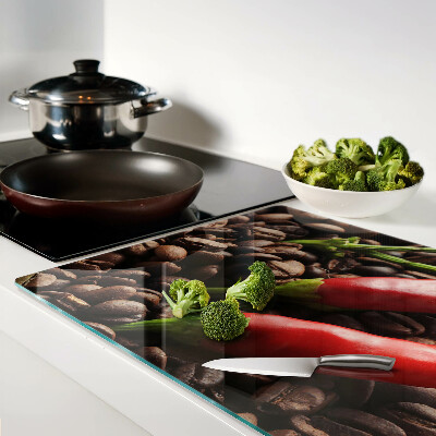 Snijplanken van glas Koffie en chilipepers