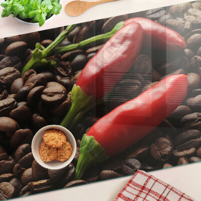 Snijplanken van glas Koffie en chilipepers