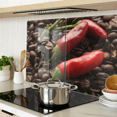 Snijplanken van glas Koffie en chilipepers