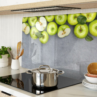 Snijplanken glas Groene appels op een grijze achtergrond