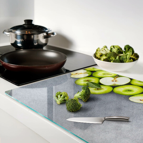 Snijplanken glas Groene appels op een grijze achtergrond