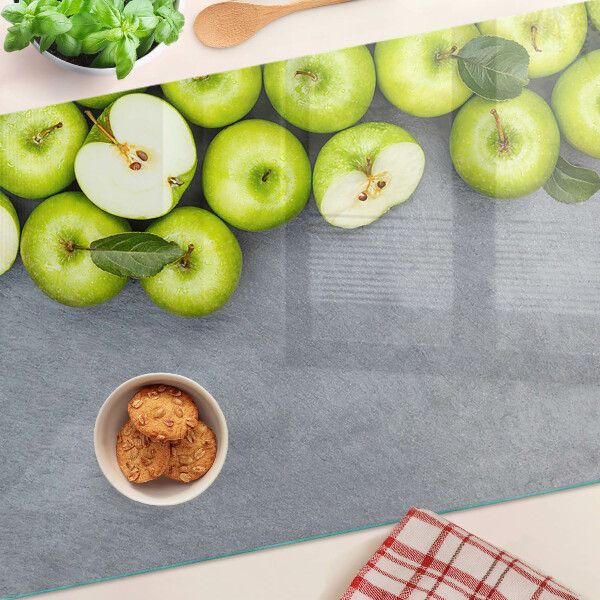 Snijplanken glas Groene appels op een grijze achtergrond