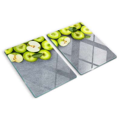 Snijplanken glas Groene appels op een grijze achtergrond