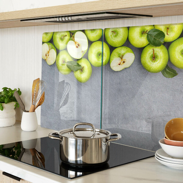 Snijplanken glas Groene appels op een grijze achtergrond