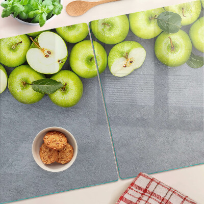 Snijplanken glas Groene appels op een grijze achtergrond
