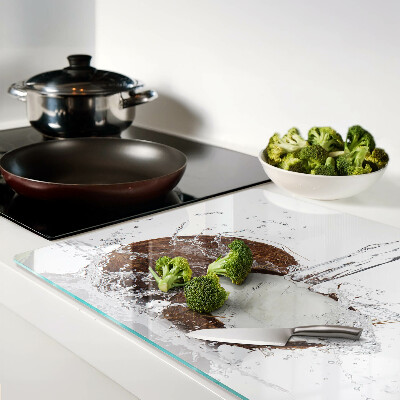 Snijplanken glas Kokosnoot met water en een scheutje