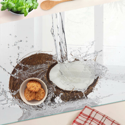 Snijplanken glas Kokosnoot met water en een scheutje