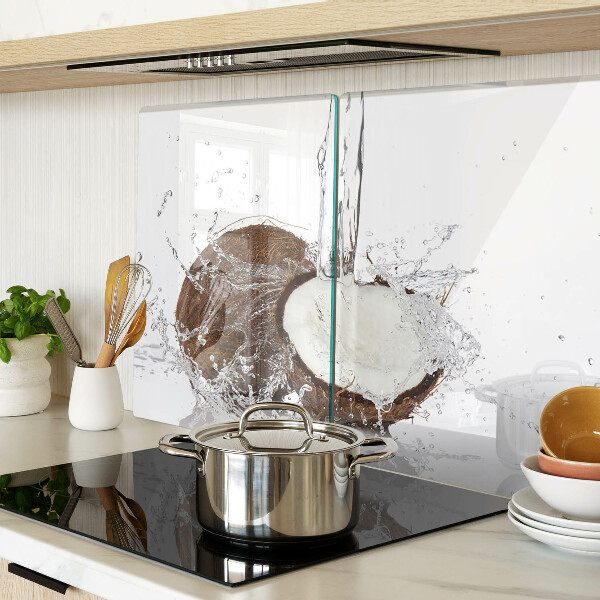 Snijplanken glas Kokosnoot met water en een scheutje