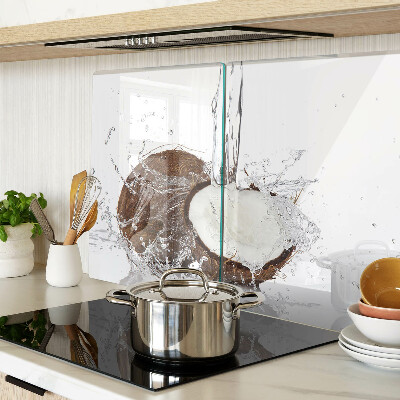 Snijplanken glas Kokosnoot met water en een scheutje