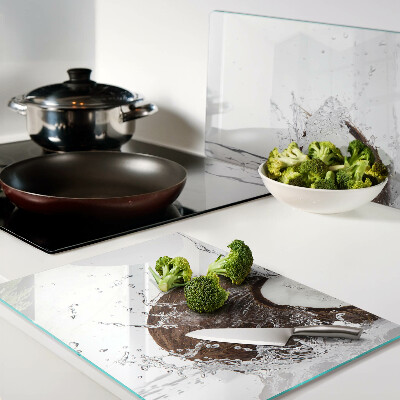 Snijplanken glas Kokosnoot met water en een scheutje