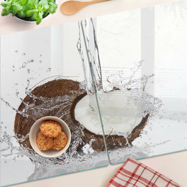 Snijplanken glas Kokosnoot met water en een scheutje