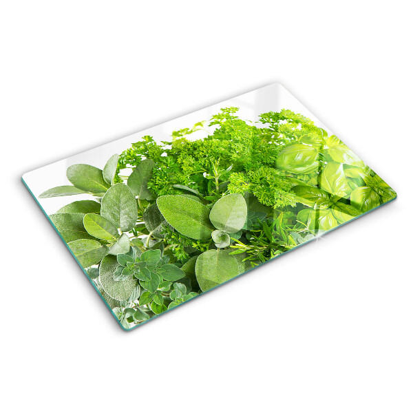 Snijplanken van glas Groene kruiden en bladeren
