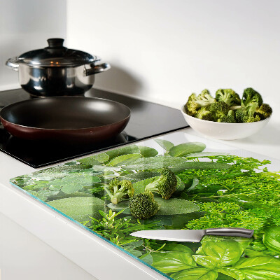 Snijplanken van glas Groene kruiden en bladeren