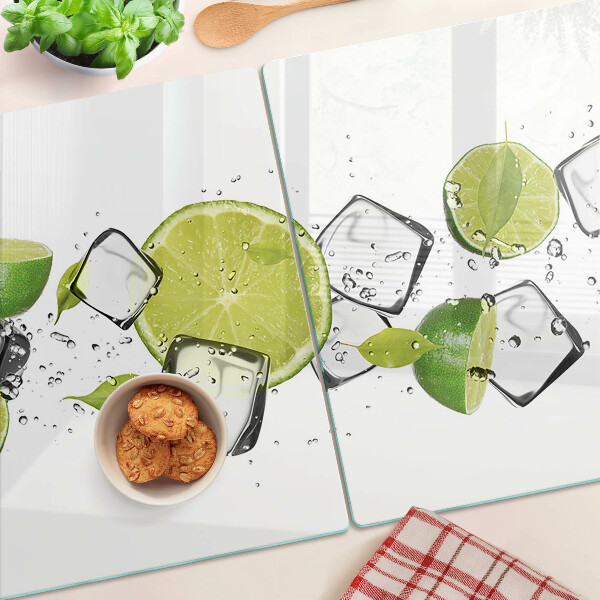 Glazen snijplanken Citroenen met ijs in water