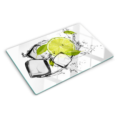 Snijplanken van glas Citroen met ijs en blaadjes