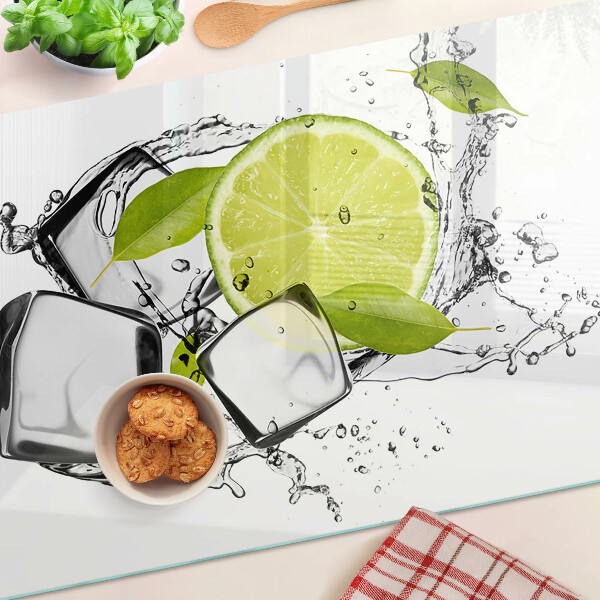 Snijplanken van glas Citroen met ijs en blaadjes