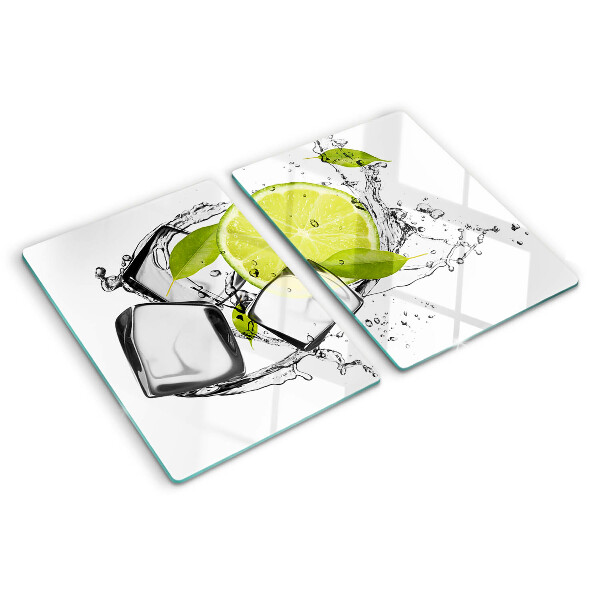 Snijplanken van glas Citroen met ijs en blaadjes
