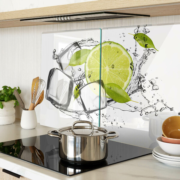 Snijplanken van glas Citroen met ijs en blaadjes