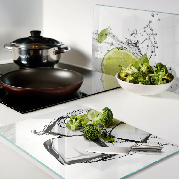 Snijplanken van glas Citroen met ijs en blaadjes