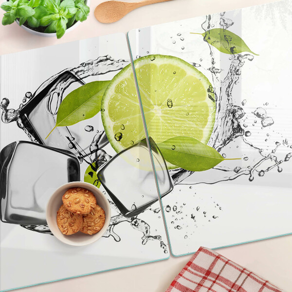 Snijplanken van glas Citroen met ijs en blaadjes