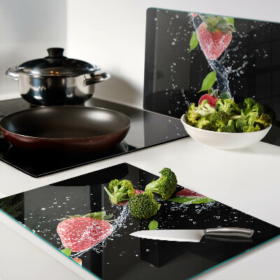 Glazen snijplanken Aardbeien in water