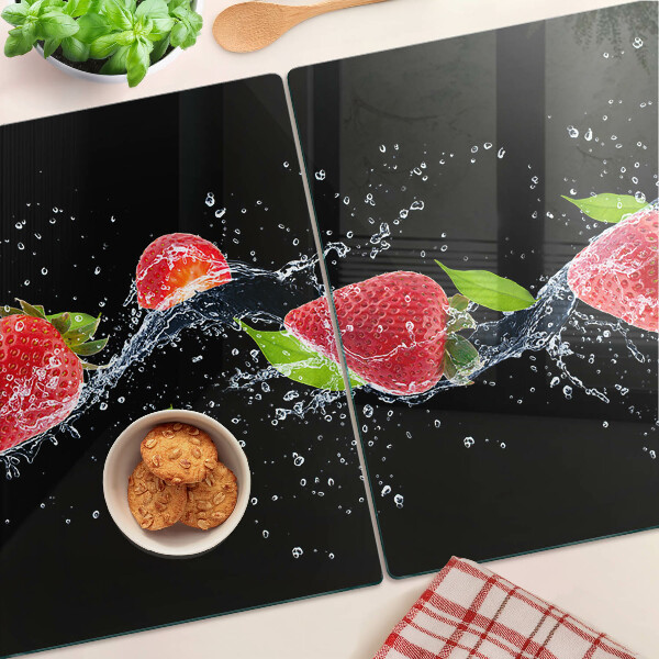 Glazen snijplanken Aardbeien in water