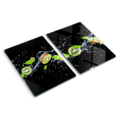 Snijplanken glas Kiwi in water met bladeren