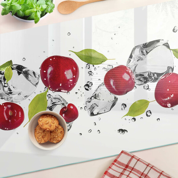 Snijplanken glas Rode appels met ijs