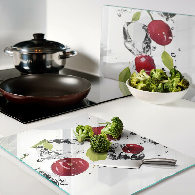 Snijplanken glas Rode appels met ijs