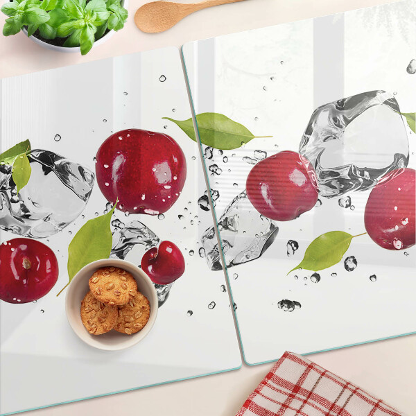 Snijplanken glas Rode appels met ijs