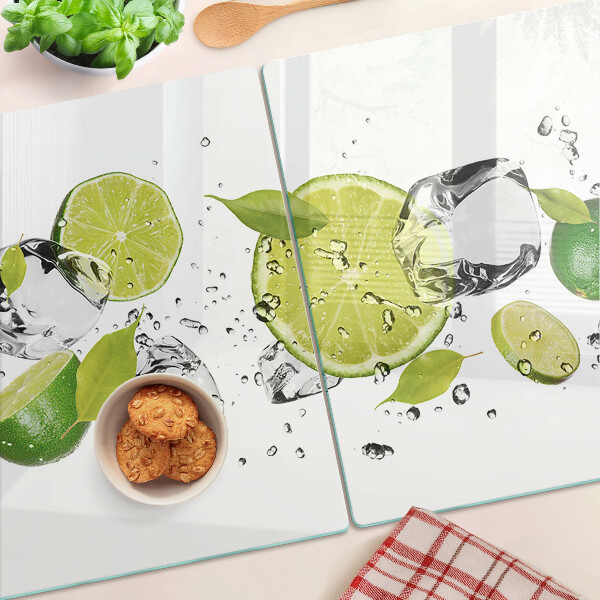 Glazen snijplanken Citroenen en ijs in water